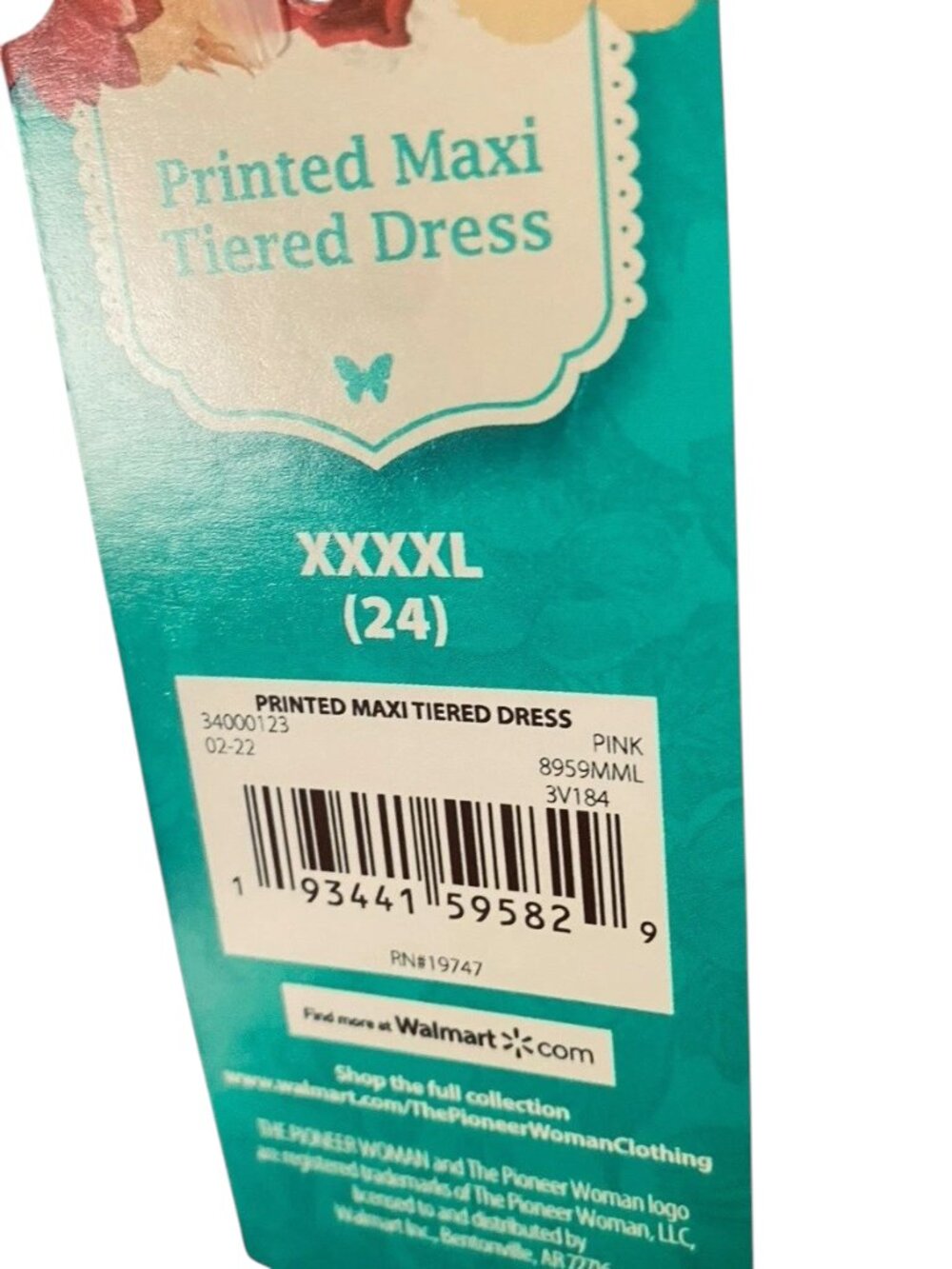 The Pioneer Woman XXXXL Cottagecore Tiered Maxi Dress Rayon Pink Floral Boho NEW - Picture 11 of 13